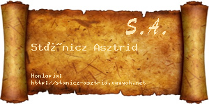 Stánicz Asztrid névjegykártya
